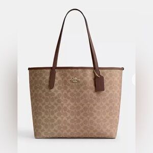 Coach Tan and Brown Signature Tote